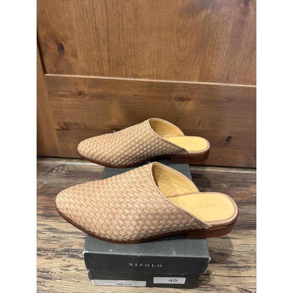 Nisolo Ama Woven Leather Mule slides 9.5 Almond - Picture 6 of 8
